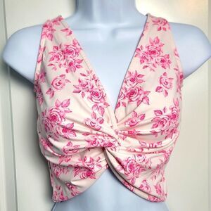 SWEET HONEY Rose Print Cropped Top